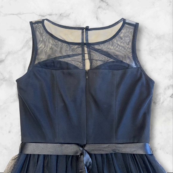 DB STUDIO Cocktail Dress Women’s Small 4/6 Navy Blue Sweetheart Sheer Illusion - Picture 4 of 15